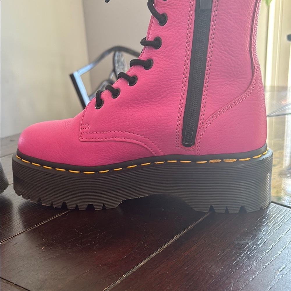 Dr. Martens Pink Leather Women's Boots jadon platform boot - Picture 4 of 15